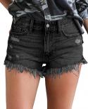  Casual Summer Women Denim Shorts Fashion High Waist Ripped Tassel Short Jeans Female Slim Fitness Shorts Hot Skinny Sho