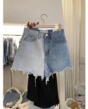 מידות גדולות נשים מכנסיים קצרים 5xl גבוה מותן נשים גינס 2023 קיץ חדש משוחרר ישר מכנסיים קצרים עם רגל רחבה מכנסיים נשים חם