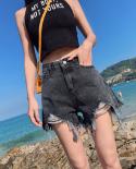 Pantalones cortos de mezclilla de verano para mujer, nuevos pantalones cortos negros y grises para mujer, pantalones vaqueros de