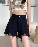 High Waist Black Denim Shorts Womens Summer Thin Shorts Women Jeans 2023 New Loose Show Thin Wide Leg Hot Pants Trouser