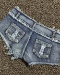 Shorts jeans femininos de cintura baixa 2022 verão moda jeans algodão emenda buraco quebrado senhoras skinny boate super curto