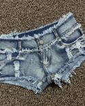 Pantalones cortos vaqueros de cintura baja para mujer, moda de verano 2022, algodón vaquero, empalme, agujero roto, ajustado, pa