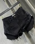 Low Waist  Womens Short Shorts 2022 Summer Denim Cotton Tassels Splicing Broken Hole Ladies Skinny Super Short Jeans