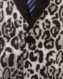 Leopard Houndstooth Pattern Fashion Jacquard Blazer For Men Slim Fit Mens Casual Blazer Jacket Bar Dj Banquet Prom Blaze