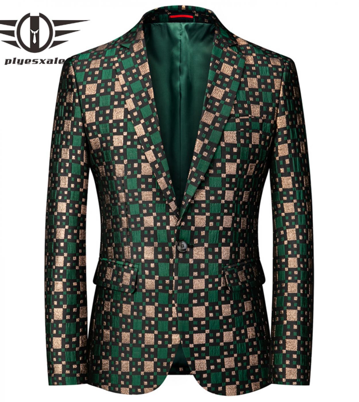 Plyesxale Silver Burgundy Green Floral Blazer For Men Slim Fit Blazer Designs Men Suit Jacket 6xl Mens Stage Singer Wear