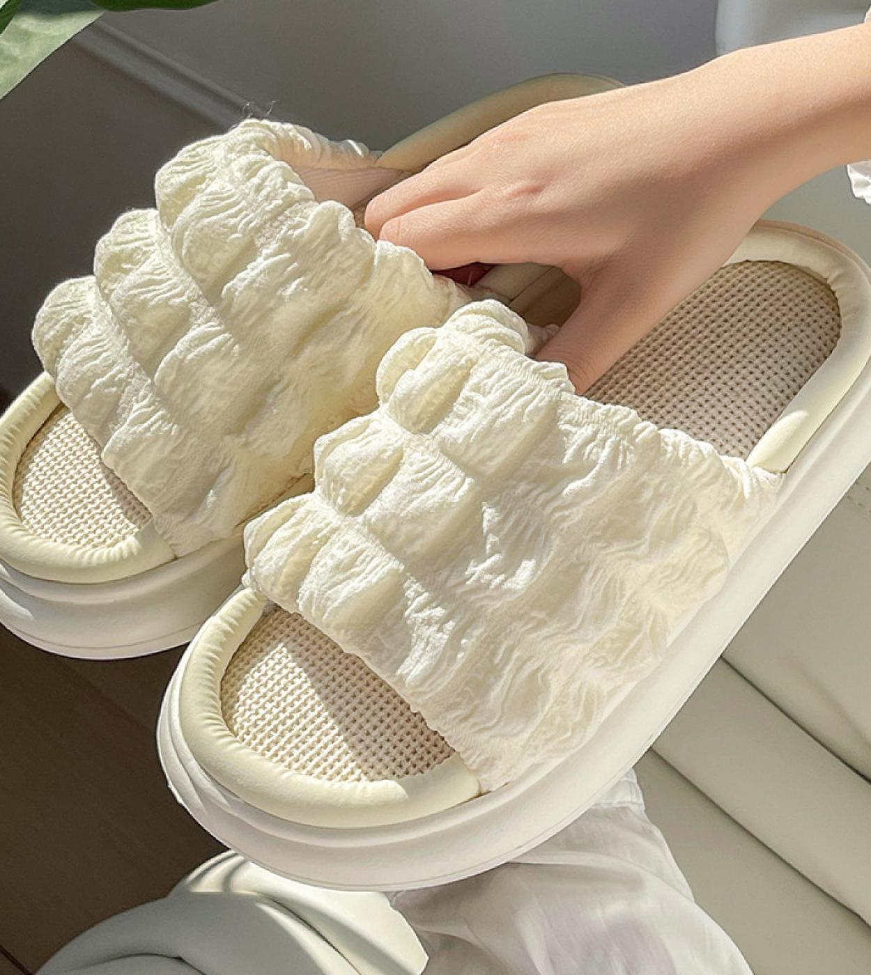 New Four Seasons Eva Thick Bottom Linen Slippers Womens Spring And Autumn Indoor Mute Home Soft Bottom Womens Slippers