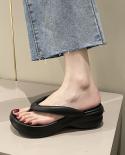 Thick Sole Wedges Flip Flops For Women 2023 Summer Clip  Platform Sandals Woman Non Slip Beach Slippers Girls Outdoor Sl
