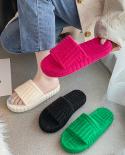 2022 Women New Luxury Oneword Thicksoled Warm Furry Womens Shoes Embossed Cotton Drag Outdoor Allmatch Casual Slippers 