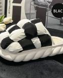2022 New Winter Thick Bottom Cotton Slippers Fashion Checkerboard Home Indoor Men And Women Couple Velvet Warm Cotton Sl