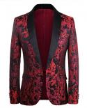 Plyesxale Red Floral Blazers For Men 5xl Wedding Nightclub Stage Party Mens Suit Jacket Blazers Boutique Fashion Jacquar