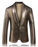 Trendy Champagne Gold Blazer For Men Autumn Mens Bar Nightclub Dj Costume Homme Wedding Evening Dress Male Blazers Q641