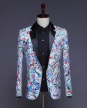 Plyesxale Colorful Geometric Graffti Floral Blazer Men Slim Fit Mens Sequin Blazers Bar Dj Singers Prom Stage Costumes Q