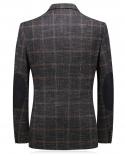 Plyesxale  New Autumn Mens Fashion Brown Plaid Blazer High Quality Business Casual Suit Jacket Blazer Hombre Slim Fit Q7