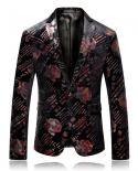 Plyesxale Mens Floral Blazer  High Quality Man Blazer Casual Suit Jacket 5xl Brand Slim Fit Wedding Prom Blazer Hombre Q