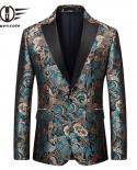 New Boutique Fashion Classic Mens Jacquard Blazer Shawl Collar Wedding Prom Suit Jacket Men Casual Blazers Costume Homme