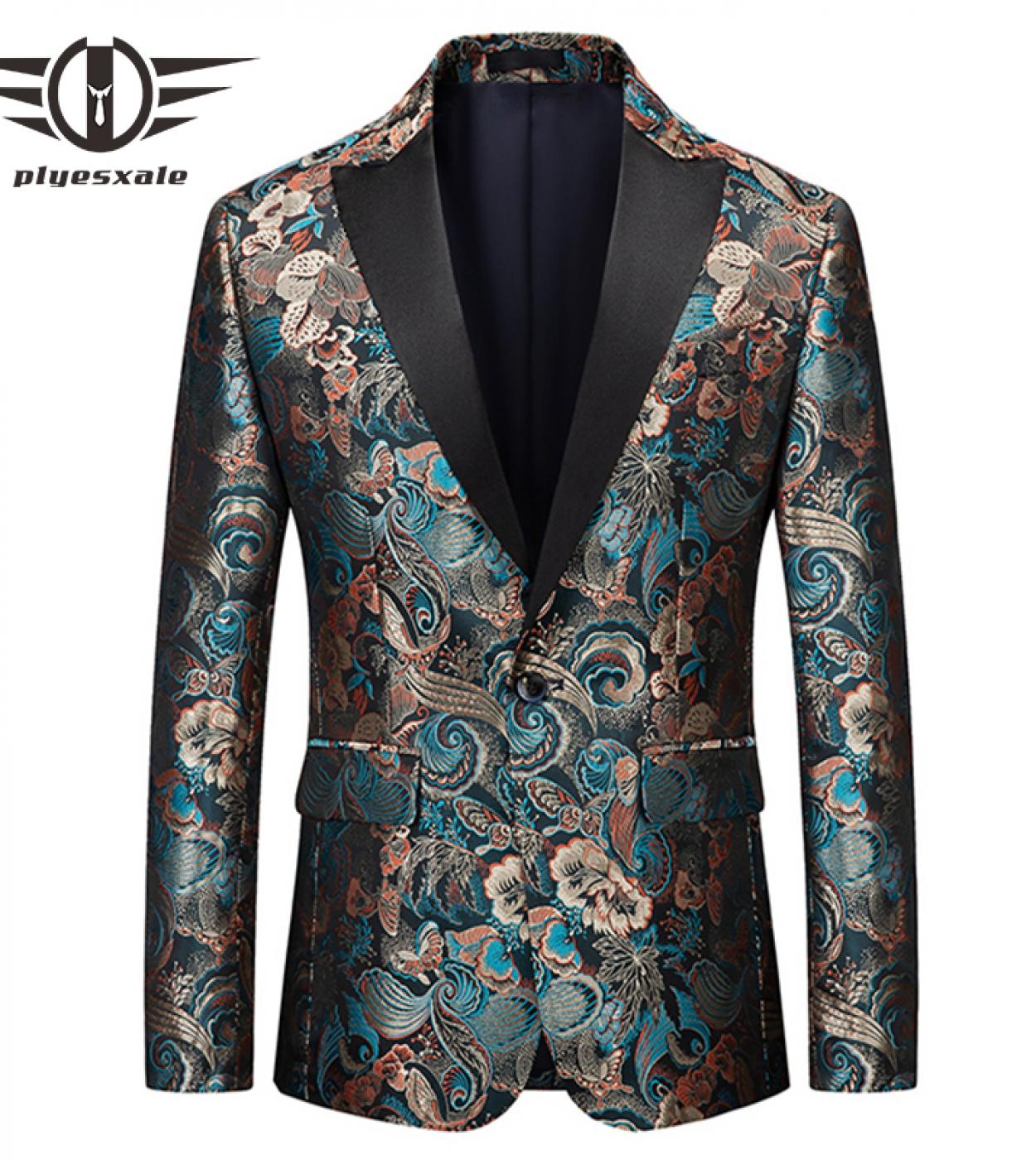 New Boutique Fashion Classic Mens Jacquard Blazer Shawl Collar Wedding Prom Suit Jacket Men Casual Blazers Costume Homme