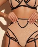 Valentines Day Lingerie See Through Bra High Waist Thong Briefs Set  Women Transparent Uncensored Underwear Exotic Cost