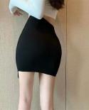 Women Casual Black Summer Tight A Line Short Skirt  Buttocks Irregular High Waist Skinny Streetwear Women Skirts