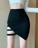 Women Casual Black Summer Tight A Line Short Skirt  Buttocks Irregular High Waist Skinny Streetwear Women Skirts