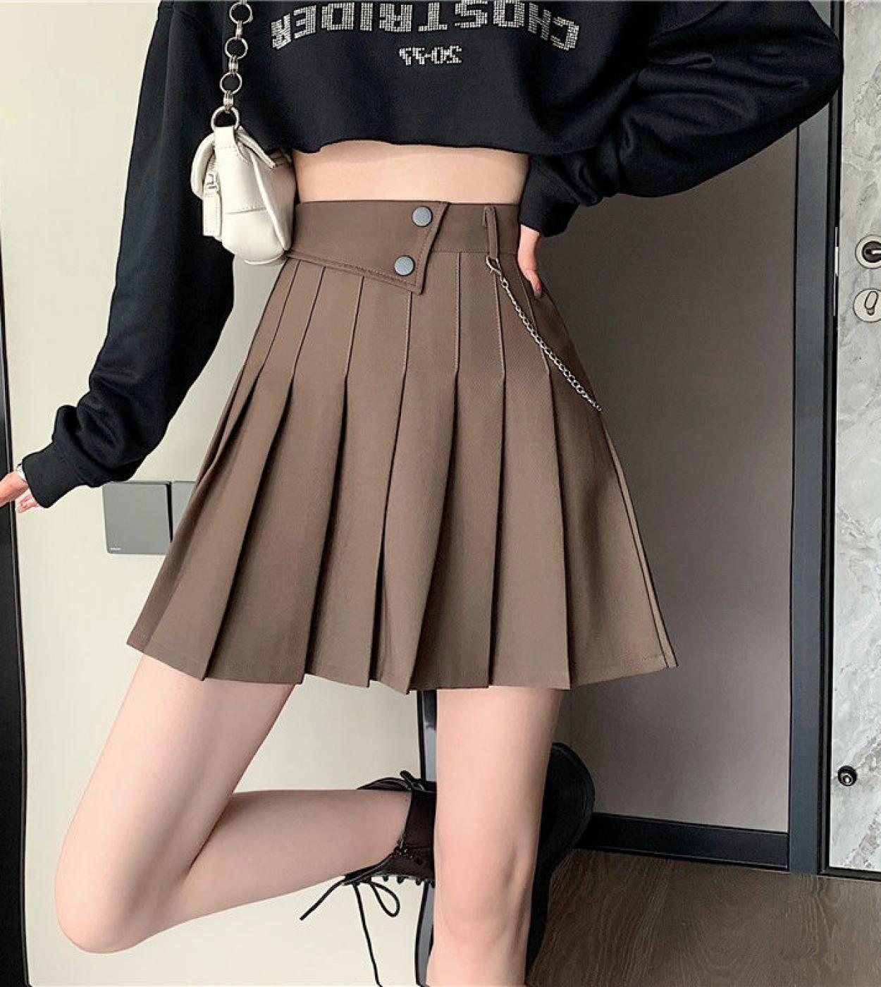 US 22.87 Pleated Skirts Women High Waist Mini Skirt Design Aline