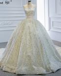 Dubai Luxury Highend Ivory  Wedding Dresses  Sleeveless Sparkle Beading Bridal Gowns Hm67122 Custom Made  Wedding Dresse