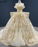 Champagne Gold Off Shoulder Dubai Wedding Dresses  Highend Luxury Sparkle  Bride Gowns Hm67159 Custom Made  Wedding Dres
