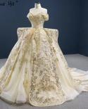 Champagne Gold Off Shoulder Dubai Wedding Dresses  Highend Luxury Sparkle  Bride Gowns Hm67159 Custom Made  Wedding Dres