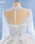 Serene Hill White High End Luxury Lace Beaded Long Sleeves O Neck Bride Gowns Wedding Dress 2022 Custom Made Hm222222  W