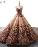 Gold Brown Dubai Design  Wedding Dress  Sleeveless Pearls Embroidery Luxury Bridal Gowns Real Picture Hm66695  Wedding D