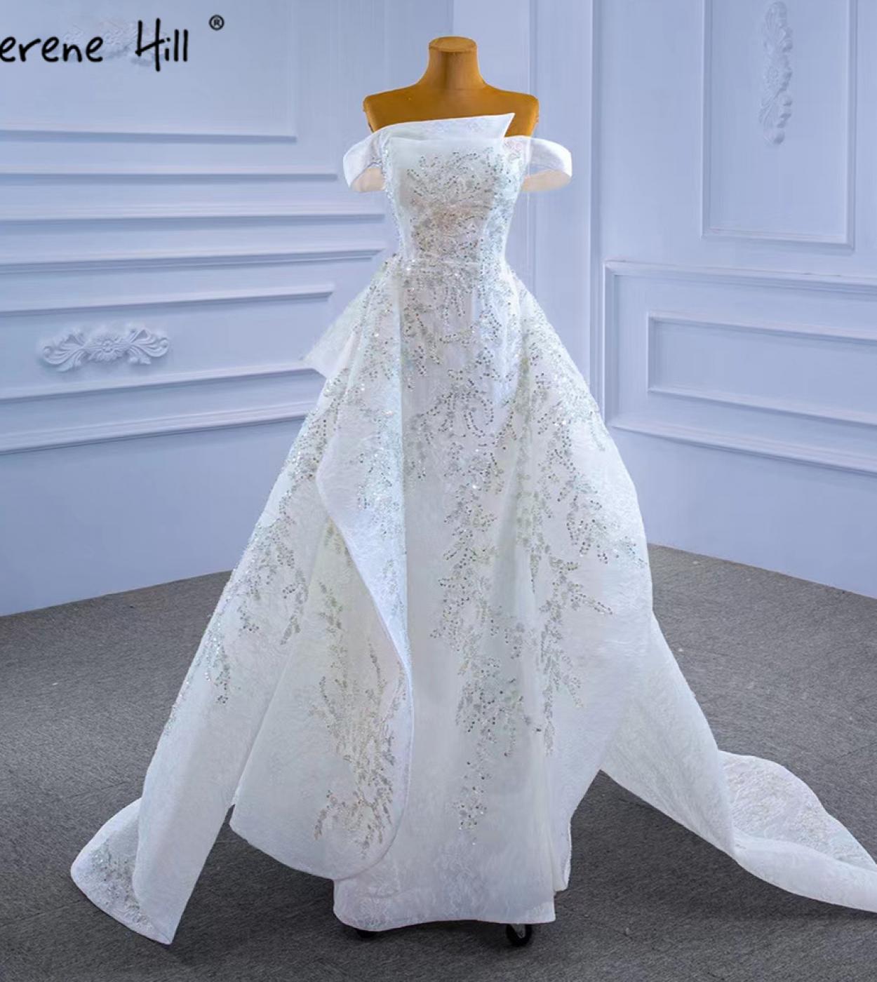Serene Hill White Mermaid Overskirt Evening Dresses Gowns 2022 Beaded Elegant Luxury For Women Party Hm67336  Evening Dr