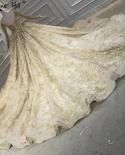 Gold Highend Long Sleeves Dubai Wedding Dresses  Luxuyr Bling Beading Oneck Bridal Gowns Ha2410 Custom Made  Wedding Dre