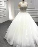 Serene Hill White Short Sleeves Wedding Dresses 2023 Beading Pearls O Neck High End  Bride Gowns Ha2458 Custom Madeweddi