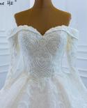 Serene Hill White Long Sleeves Wedding Dresses  Luxury Beading Highend Sweetheart  Bride Gowns Hm66684 Custom Made  Wedd