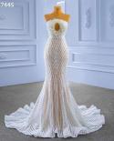 Serene Hill White Nude Elegant Mermaid High End Custom Made Pearls Beaded Lace Up Bride Evening Gown Wedding Dress 2022 
