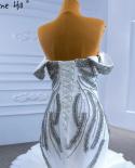 Serene Hill White Luxury Ruffles Beaded Wedding Dresses 2023 Mermaid Elegant High End Bride Gowns Hm67365 Custom Madewed