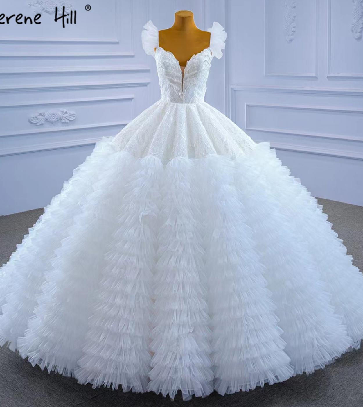 Serene Hill White Ruffles Lace Wedding Dresses  Highend  Sleeveless Bride Gowns Hm67313 Custom Made  Wedding Dresses