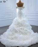 Serene Hill White Mermaid Highend Ruffles Wedding Dresses  Sleeveless Pleat Simple  Bridal Dress Design Hm67192  Wedding
