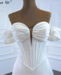 Serene Hill White Mermaid Highend Ruffles Wedding Dresses  Sleeveless Pleat Simple  Bridal Dress Design Hm67192  Wedding