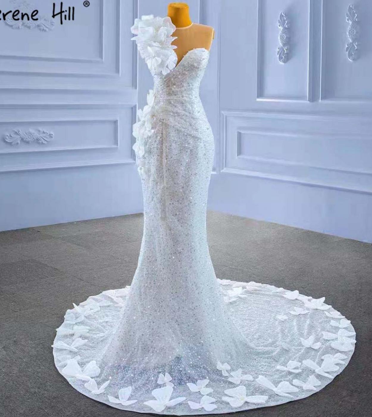 Serene Hill White Mermaid Elegant Wedding Dresses Gowns 2022 Flowers Beaded Luxury Bridal Dress Hm67424  Wedding Dresses