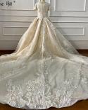Ivory Luxury Short Sleeves  Wedding Dresses  Highend Vintage Glitter Bride Gowns Real Photo Ha2227 Custom Made  Wedding 