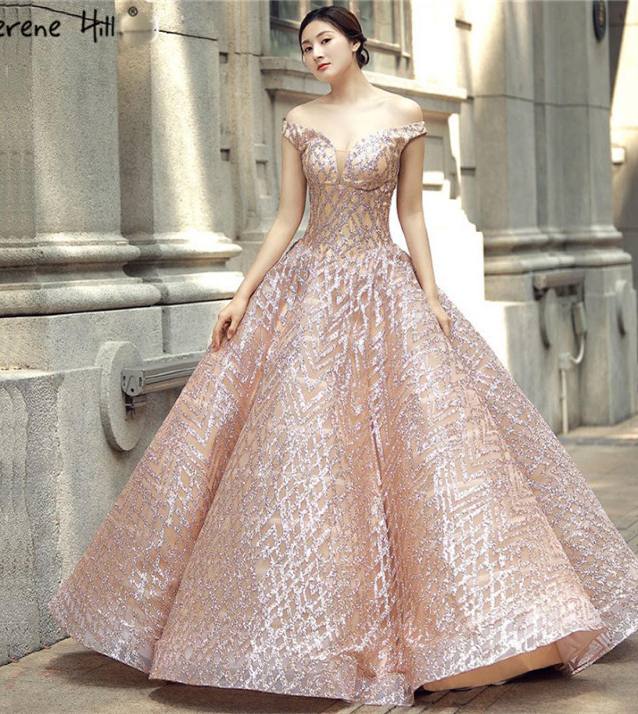 Rose Gold Off Shoulder Vintage Wedding Dresses  Sequined  Highend Sparkle Luxury Bridal Gowns Real Photo Hm66569  Weddin