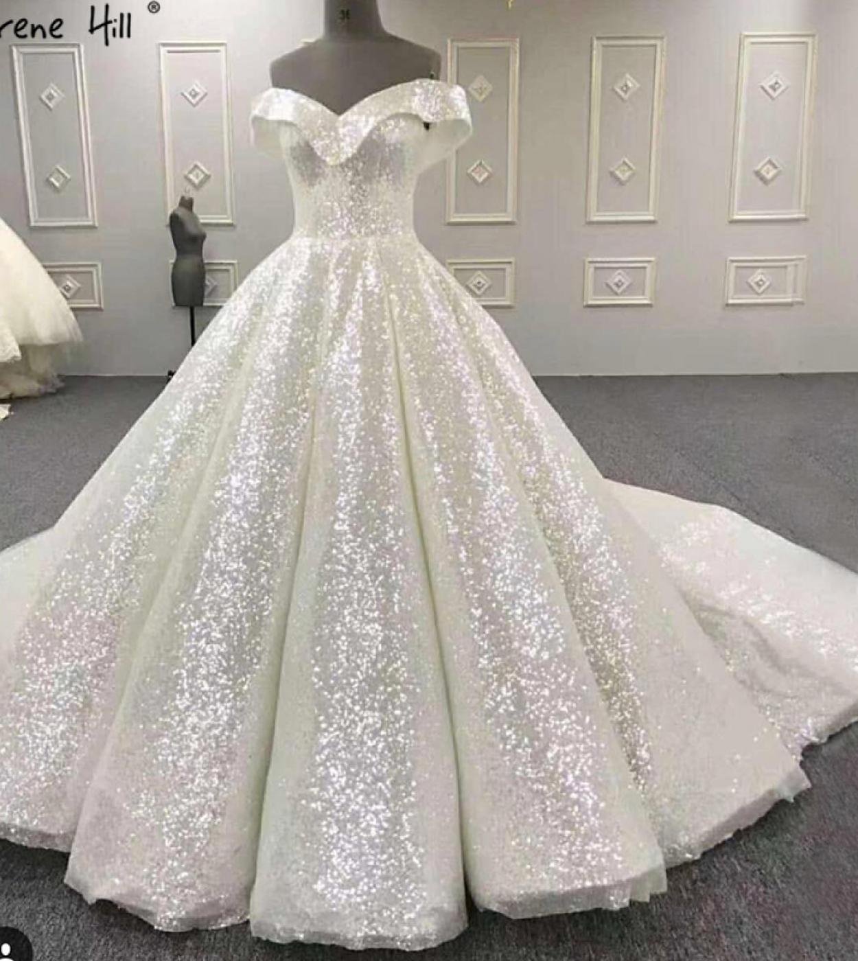 2023 New High End Sleeveless Sparkle Wedding Dresses Off Shoulder  Fashion Vintage Bridal Gown Real Picture Ha2265weddin