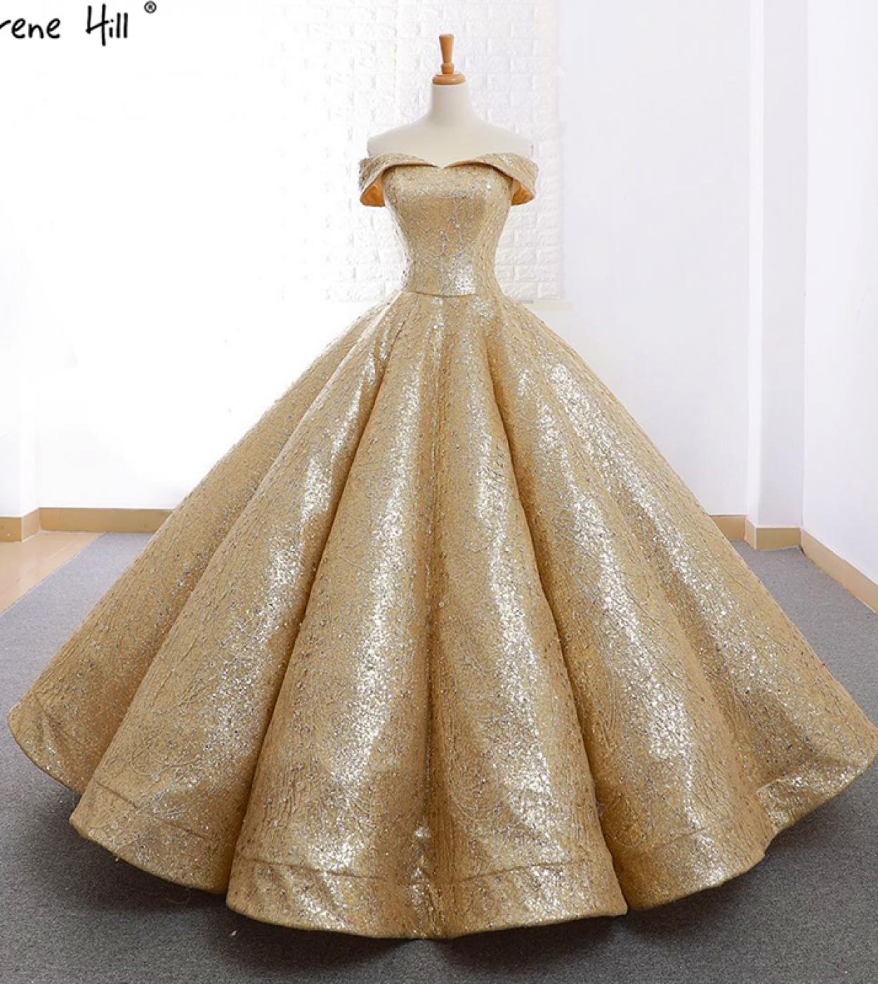 New Luxury Champagne Gold Princess Wedding Dress  Sleeveless Highend Fashion Lace Up Bridal Gown Real Photo 66671  Weddi