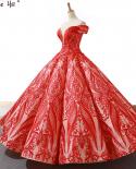 New Vintage Red Highend Embroidery Wedding Dress  Off Shoulder  Fashion Bridal Wedding Gown Real Photo Hma66661  Wedding