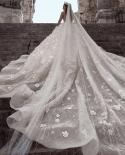 Vestidos de noiva de luxo extremo marfim mangas compridas flores feitas à mão com lantejoulas ha2213 feito sob encomenda qua