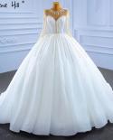 Serene Hill White Muslim Luxury Wedding Dresses  Beaded Pearls Highend Bridal Dress Hm67263 Custom Made  Wedding Dresses