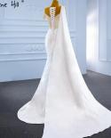 Serene Hill White Mermaid With Train Evening Dresses Gwons 2023 Satin Pearls Elegant  For Women Party Hm67238evening Dre