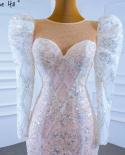 Serene Hill Muslim Mermaid White Nude Evening Dresses Gwons  Luxury Beading Elegant Sparkle For Women Party Hm67229  Eve