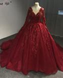 Wine Red Highend Luxury Vintage Wedding Dress  Appliques Crystal Long Sleeves  Bridal Gown Vestido De Novia  Wedding Dre