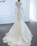 Serene Hill White Mermaid High End Wedding Dresses 2023 Long Sleeves Beading Pearls Bridal Dress Design Hm67179wedding D